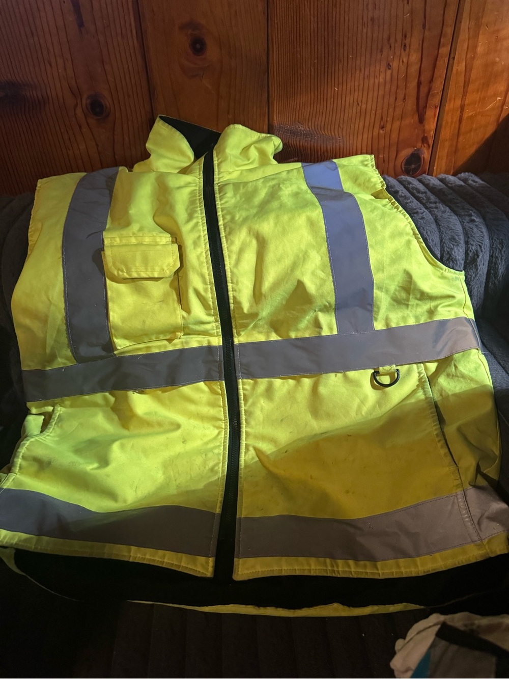 High-Visibility Men's Safety Vest - Fluorescent Yellow with Reflective Striping